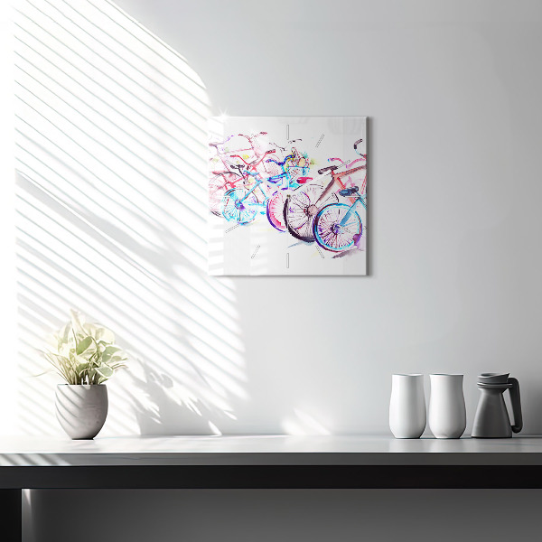 Kwadratowy zegar Kolorowe rowery miejskie