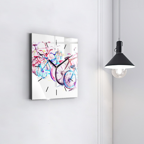 Kwadratowy zegar Kolorowe rowery miejskie