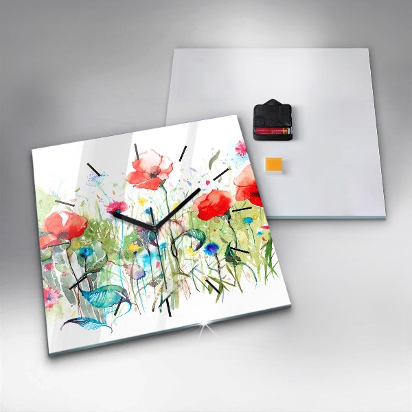 Kwadratowy zegar Kwiaty na łące