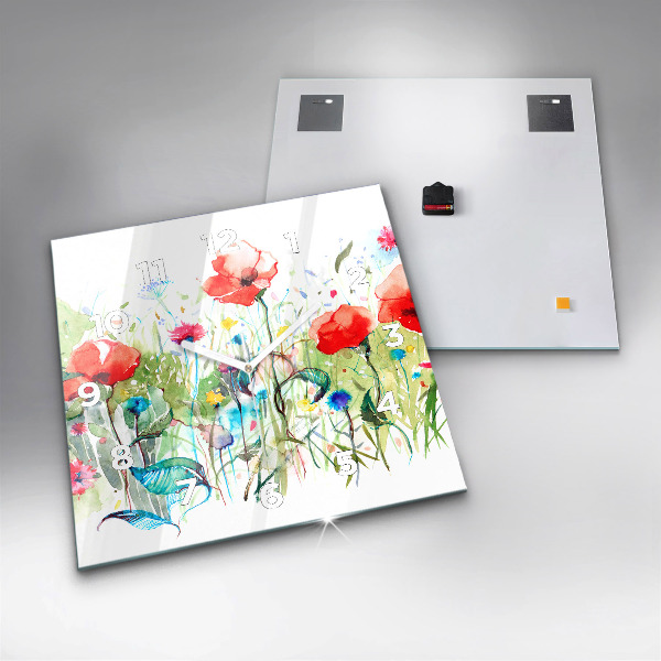 Kwadratowy zegar Kwiaty na łące