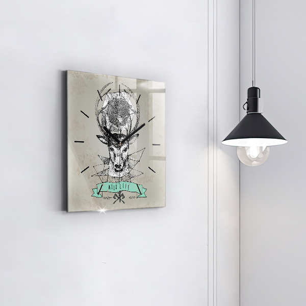 Kwadratowy zegar Głowa jelenia