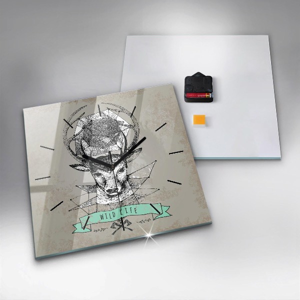 Kwadratowy zegar Głowa jelenia