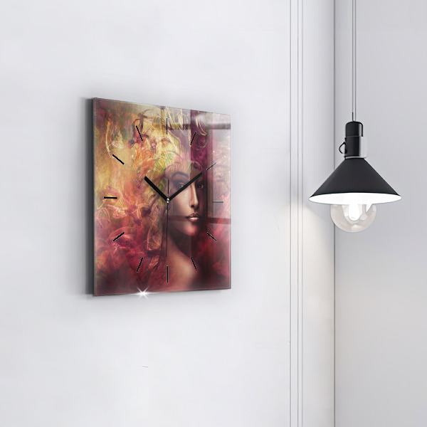 Kwadratowy zegar Portret kobiety