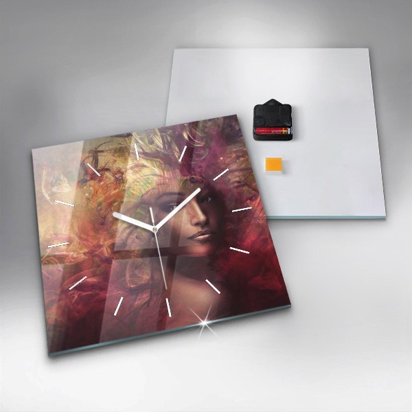 Kwadratowy zegar Portret kobiety