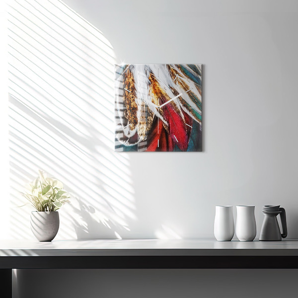 Kwadratowy zegar Jasnobrązowe pióra ptaka