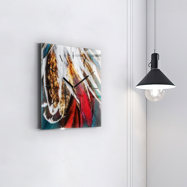 Kwadratowy zegar Jasnobrązowe pióra ptaka