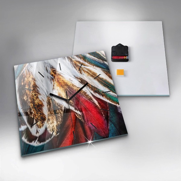 Kwadratowy zegar Jasnobrązowe pióra ptaka