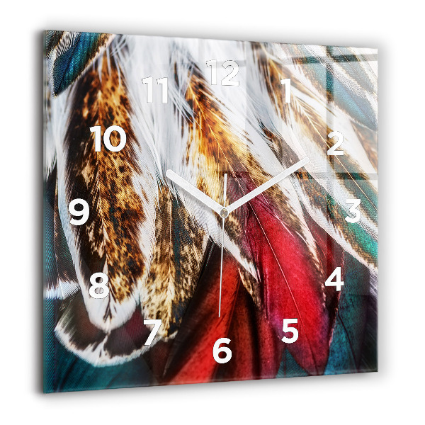 Kwadratowy zegar Jasnobrązowe pióra ptaka