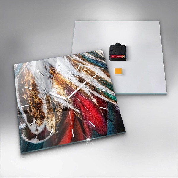 Kwadratowy zegar Jasnobrązowe pióra ptaka