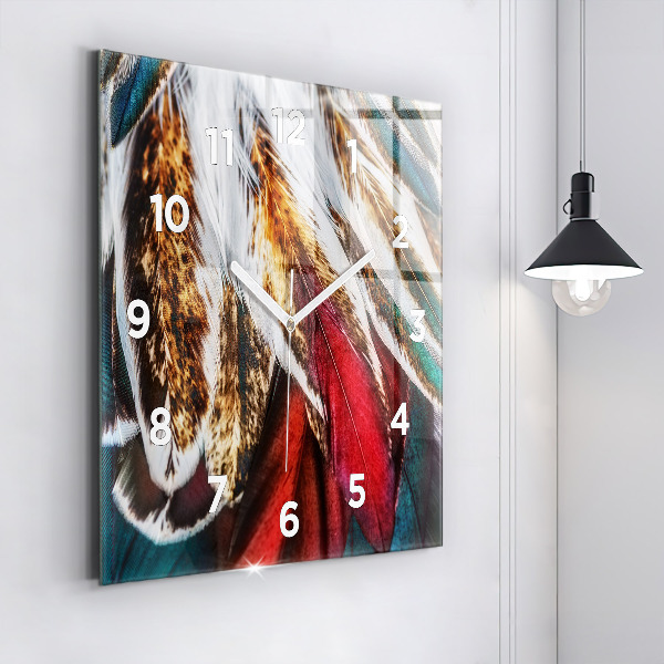 Kwadratowy zegar Jasnobrązowe pióra ptaka
