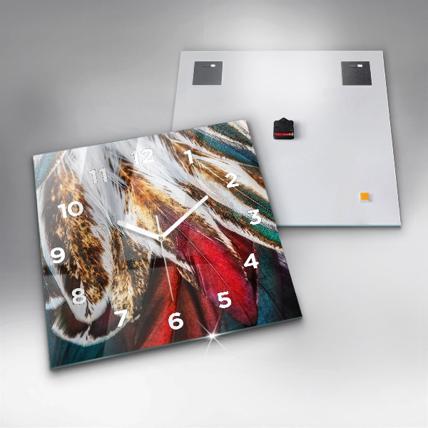 Kwadratowy zegar Jasnobrązowe pióra ptaka