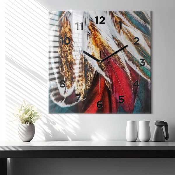 Kwadratowy zegar Jasnobrązowe pióra ptaka