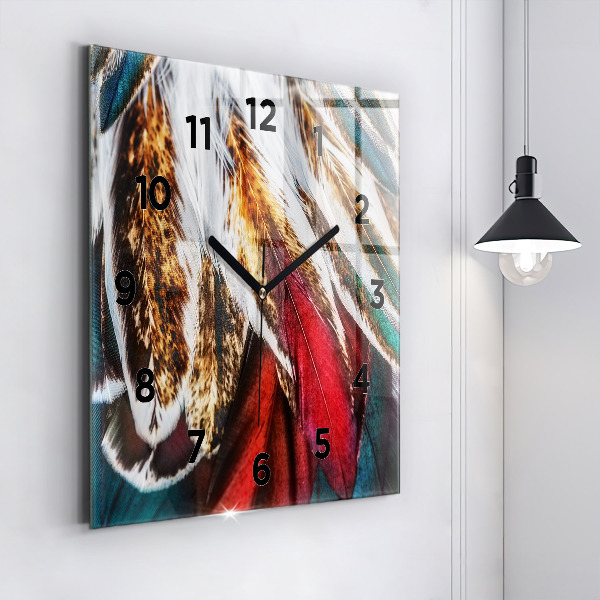 Kwadratowy zegar Jasnobrązowe pióra ptaka