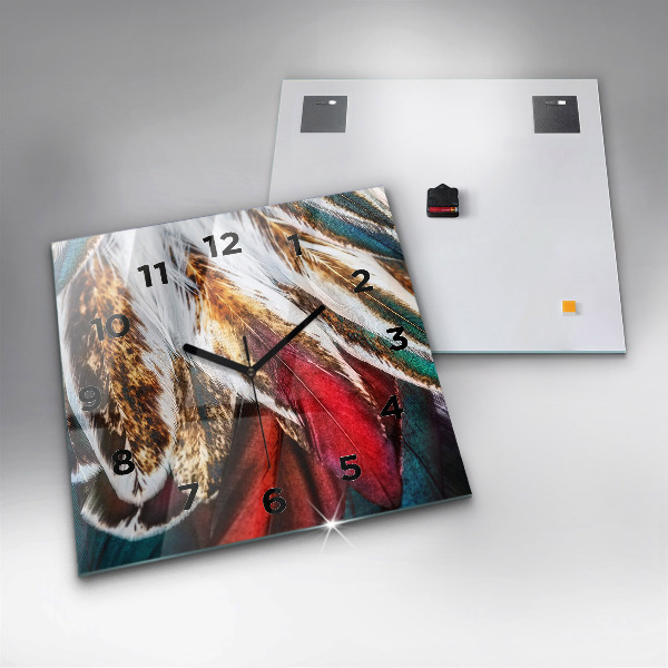 Kwadratowy zegar Jasnobrązowe pióra ptaka