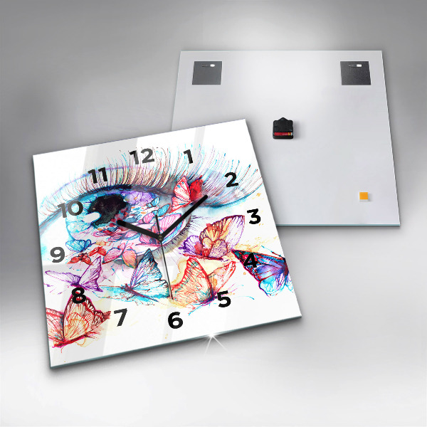 Kwadratowy zegar Kolorowe oko motyle