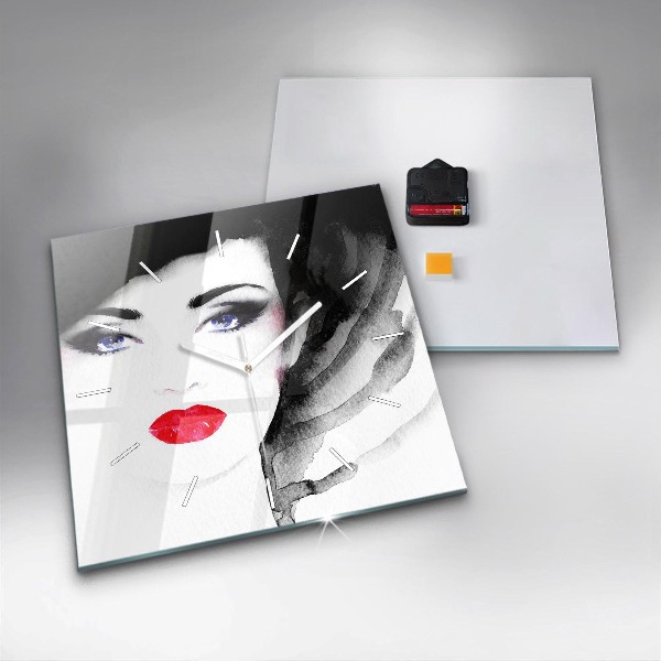 Kwadratowy zegar Portret kobiety