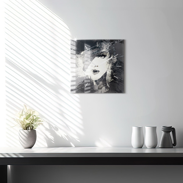 Kwadratowy zegar Kobieta – akwarele