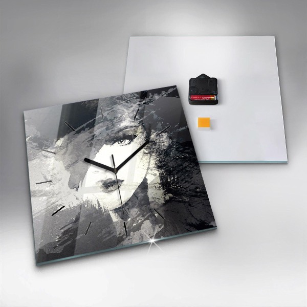 Kwadratowy zegar Kobieta – akwarele