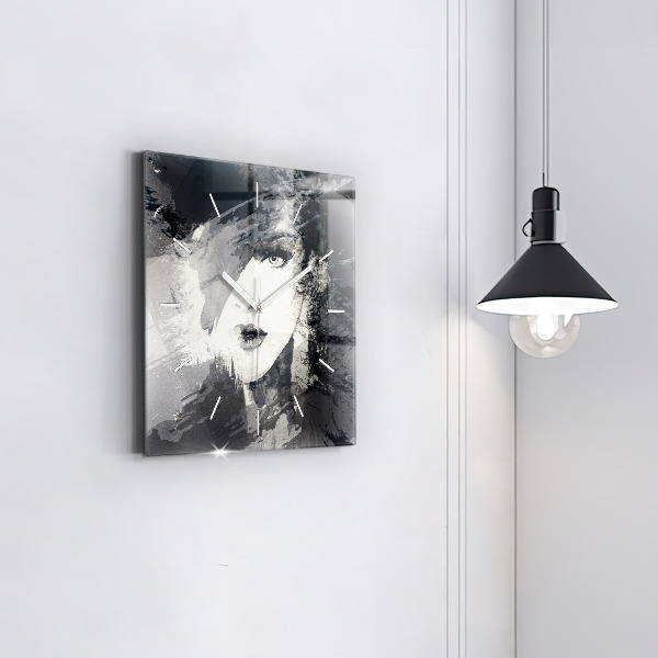 Kwadratowy zegar Kobieta – akwarele