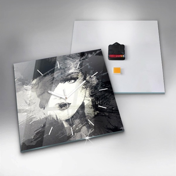 Kwadratowy zegar Kobieta – akwarele