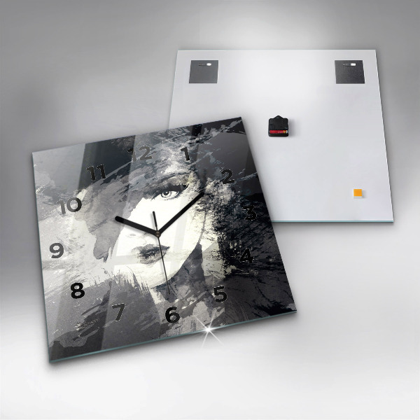 Kwadratowy zegar Kobieta – akwarele