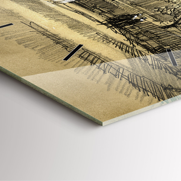 Kwadratowy zegar Park i drzewa w sepii