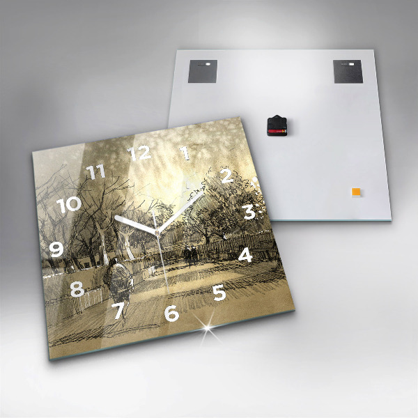 Kwadratowy zegar Park i drzewa w sepii