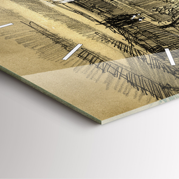 Kwadratowy zegar Park i drzewa w sepii