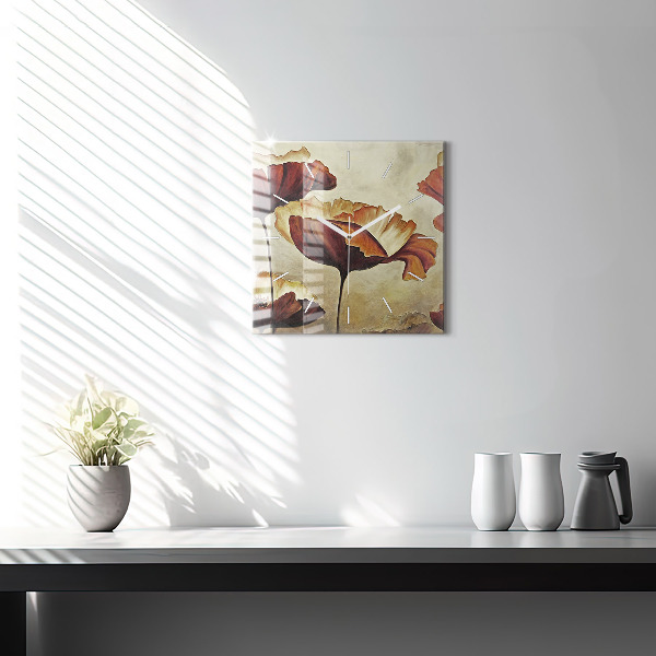 Kwadratowy zegar Malowane maki