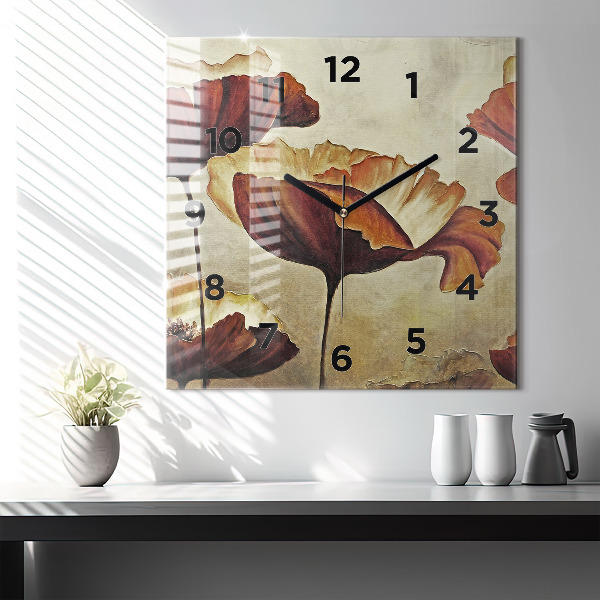 Kwadratowy zegar Malowane maki