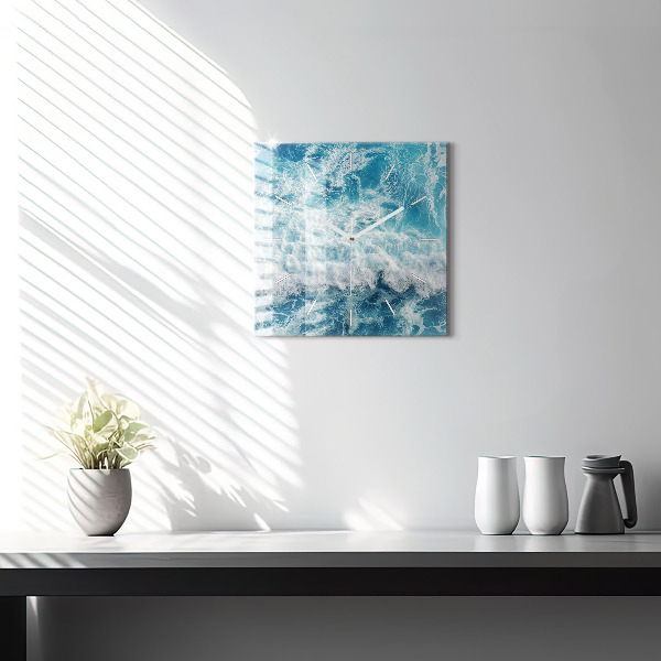 Zegar ścienny kwadratowy Fale morze