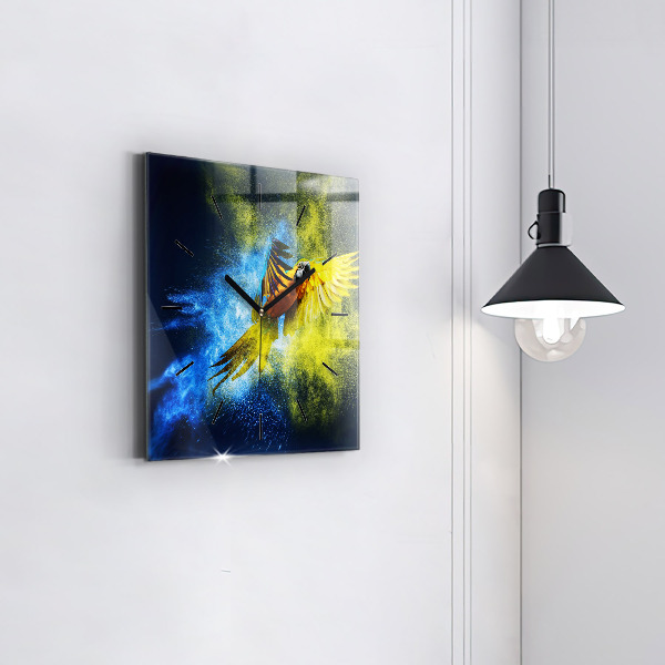 Zegar ścienny kwadratowy Kolorowa papuga