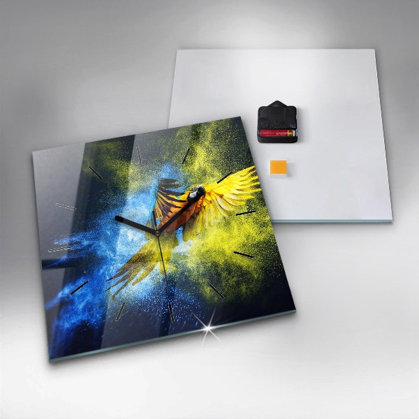 Zegar ścienny kwadratowy Kolorowa papuga