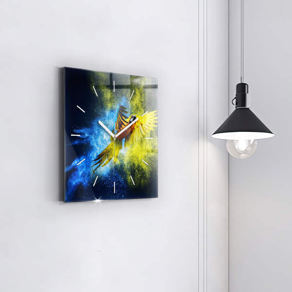 Zegar ścienny kwadratowy Kolorowa papuga