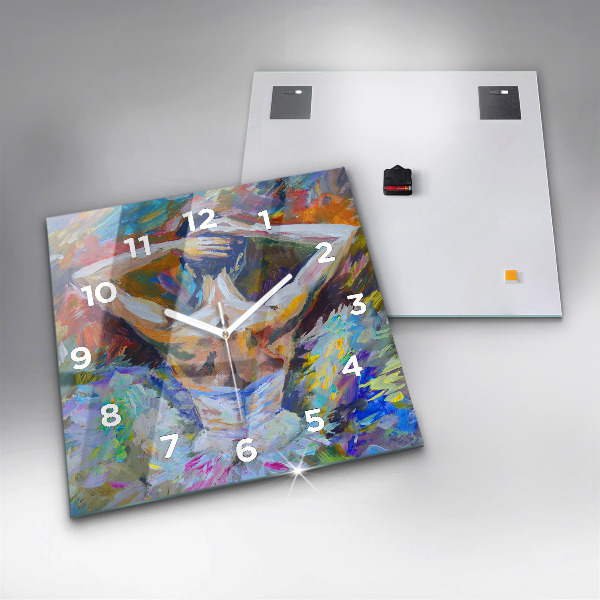 Zegar ścienny kwadratowy Malowana baletnica