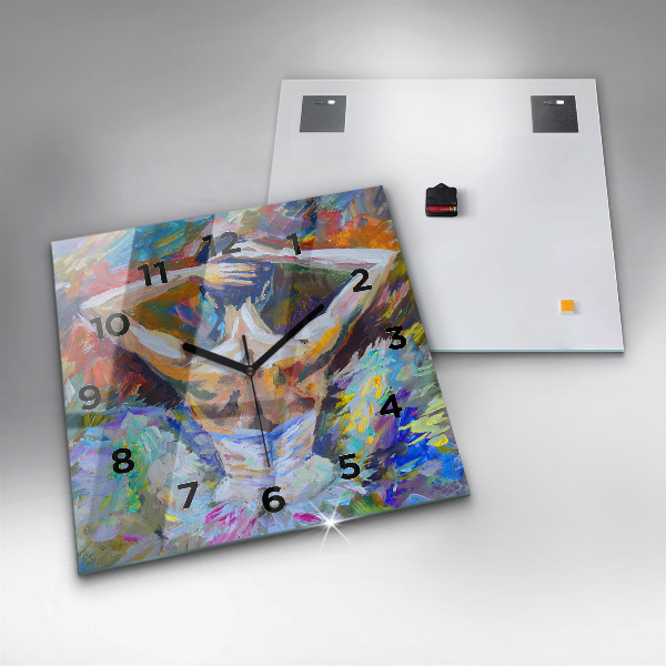 Zegar ścienny kwadratowy Malowana baletnica