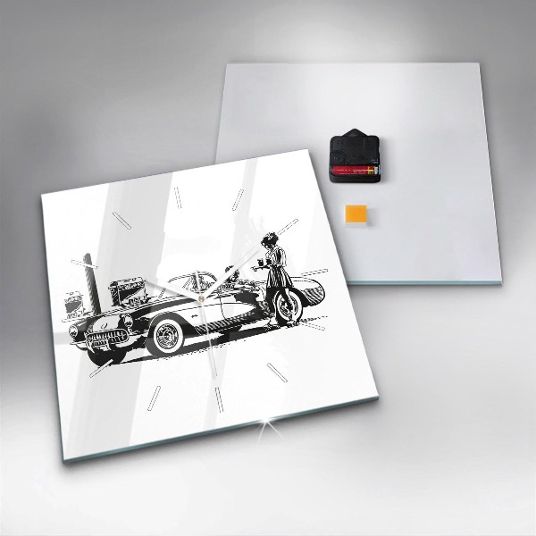 Kwadratowy zegar Retro Ilustracja