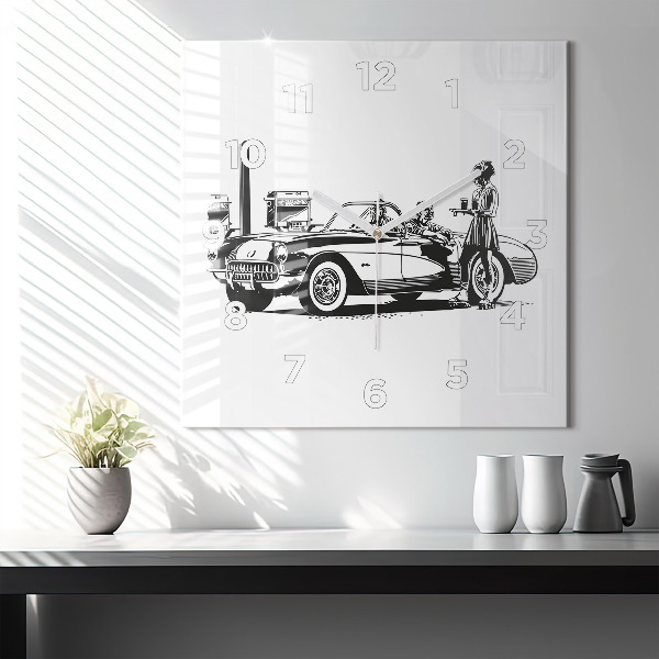 Kwadratowy zegar Retro Ilustracja