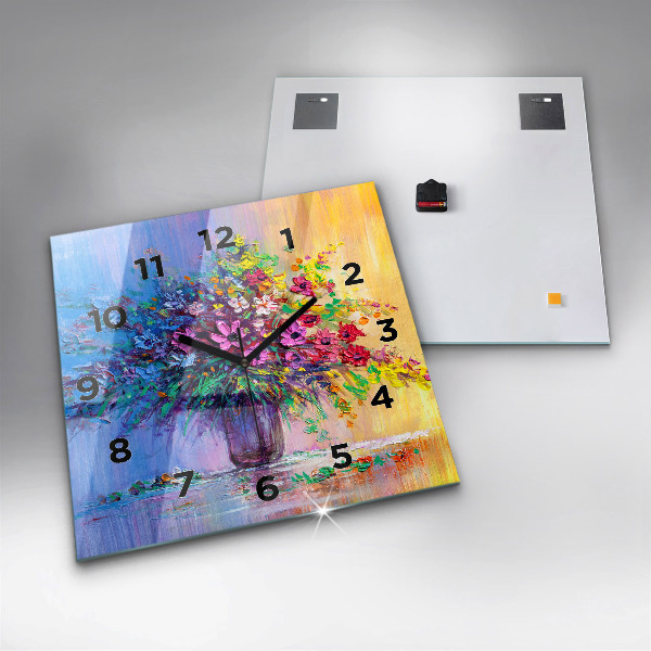 Zegar ścienny kwadratowy Kwiaty w wazonie