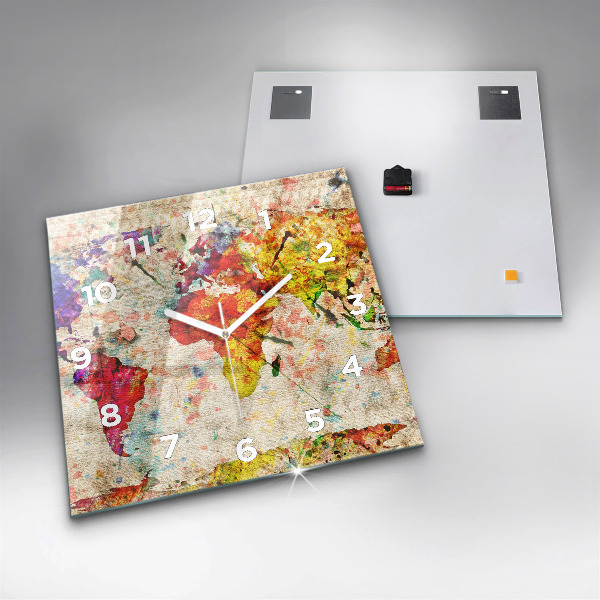 Kwadratowy zegar Kolorowa mapa świata