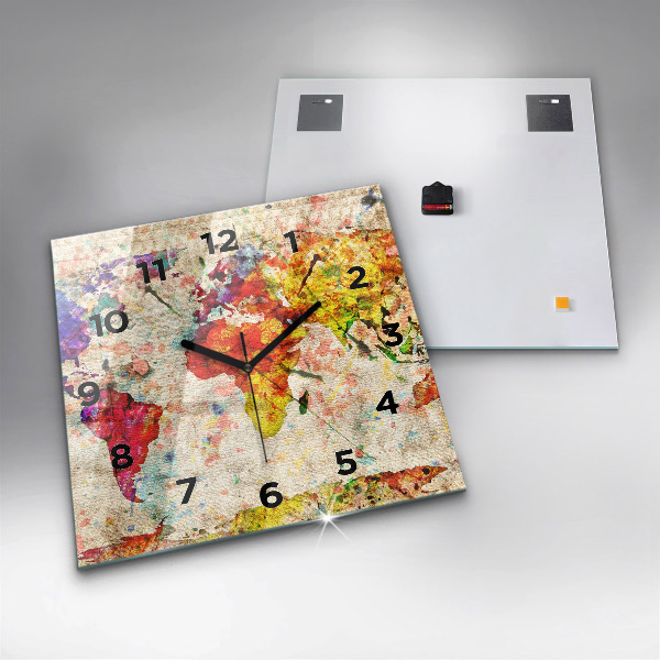 Kwadratowy zegar Kolorowa mapa świata