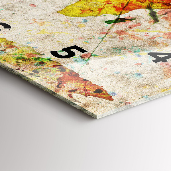 Kwadratowy zegar Kolorowa mapa świata