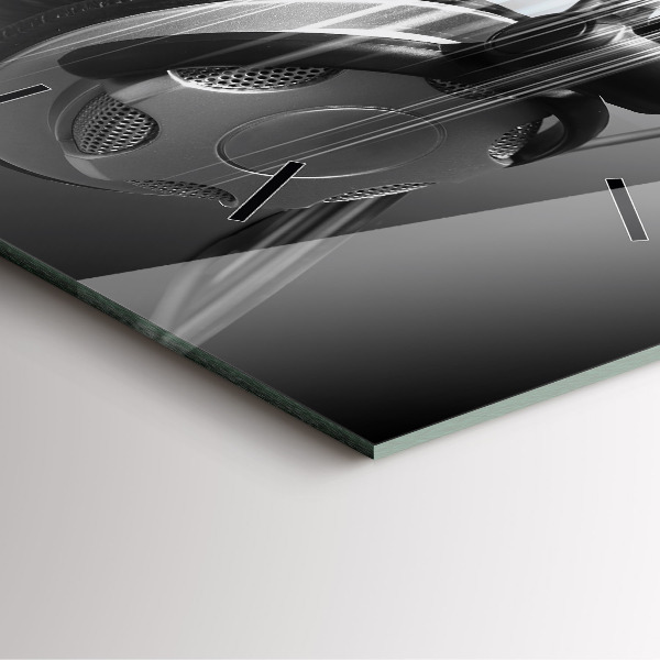 Kwadratowy zegar Mikrofon i Słuchawki