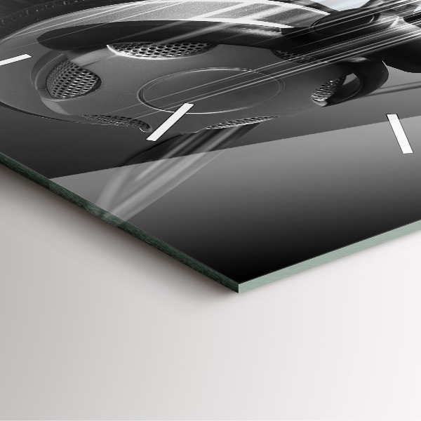 Kwadratowy zegar Mikrofon i Słuchawki