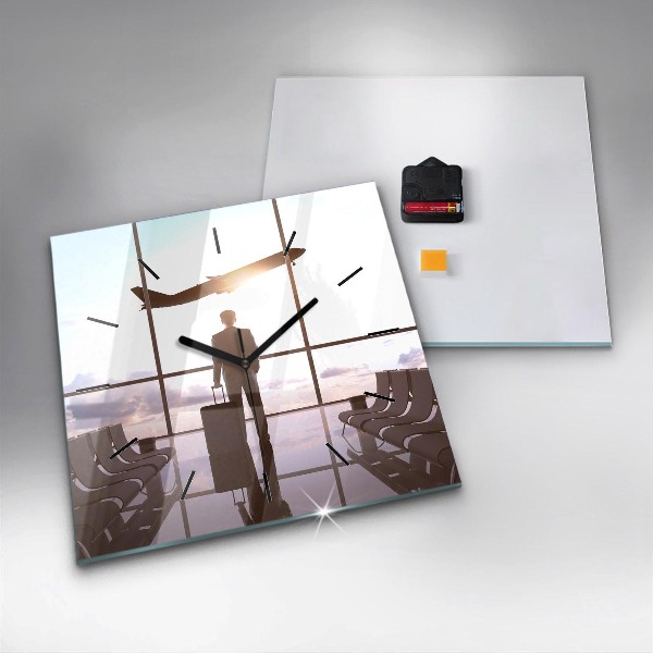 Kwadratowy zegar Człowiek na lotnisku