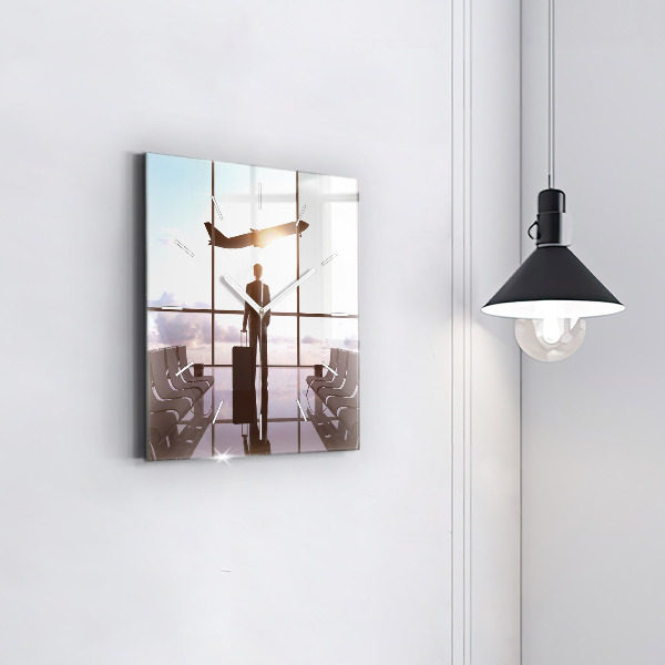 Kwadratowy zegar Człowiek na lotnisku