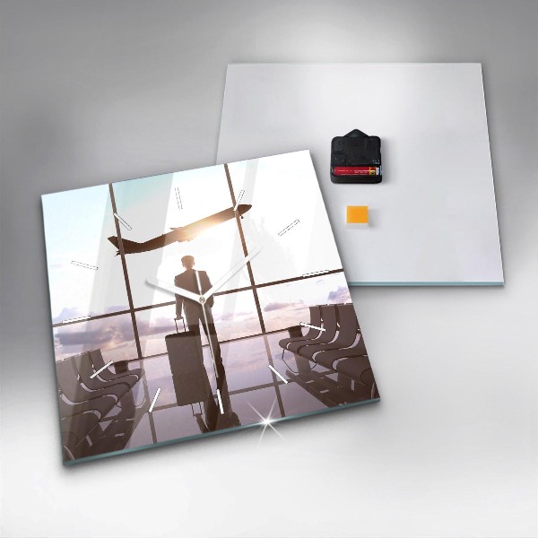 Kwadratowy zegar Człowiek na lotnisku