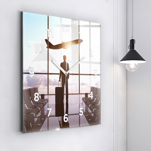 Kwadratowy zegar Człowiek na lotnisku