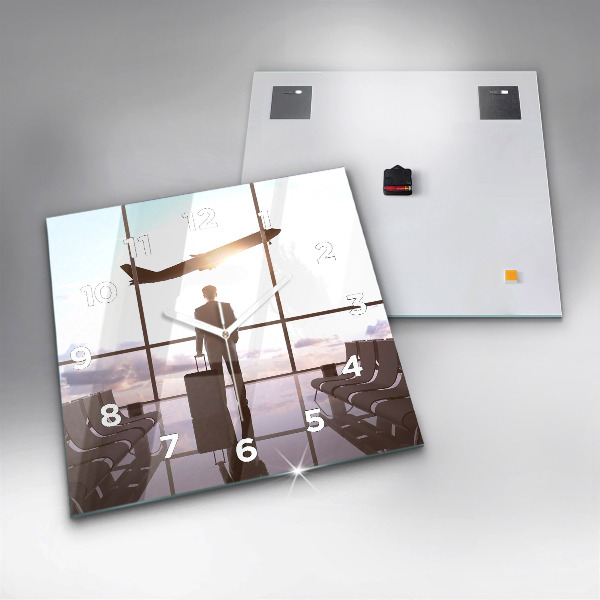 Kwadratowy zegar Człowiek na lotnisku