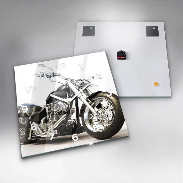 Kwadratowy zegar Czarny motocykl